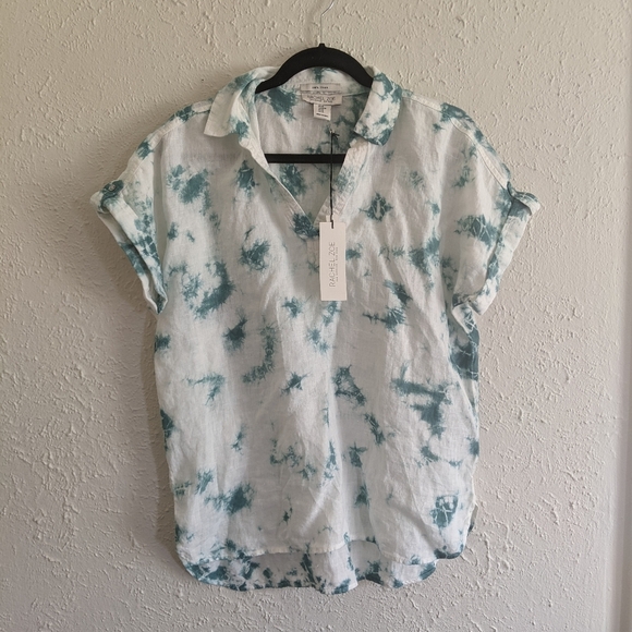 NWT Rachel Zoe Tie Dye Linen Top - Picture 1 of 8